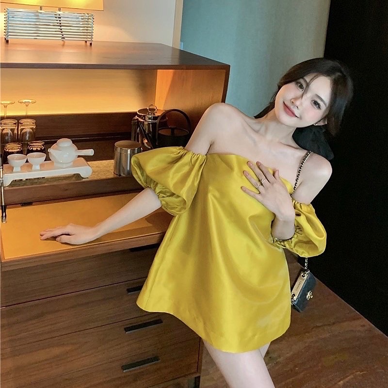 ÁO TRỄ VAI MÀU VÀNG SANG CHẢNH ULZZANG CHICGIRL