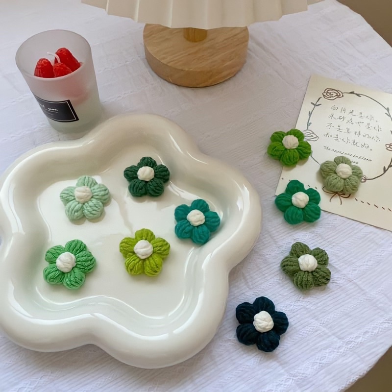 Hoa len 5 cánh trang trí , Hoa len handmade