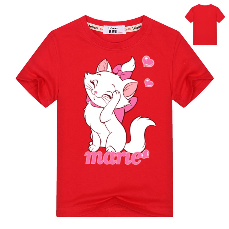 Áo thun in hình mèo Kitty tay ngắn vải cotton 100% thời trang mùa hè dành cho bé gái