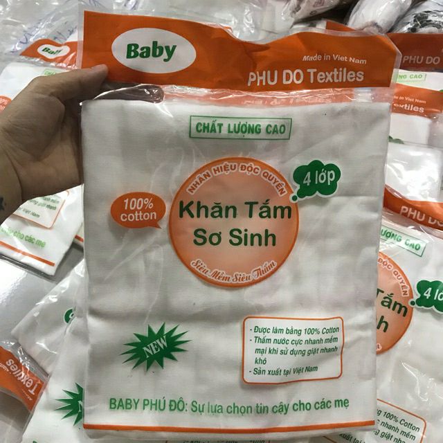 Khăn tắm sơ sinh Phú Đô 4 -6 lớp (xuất Nhật)