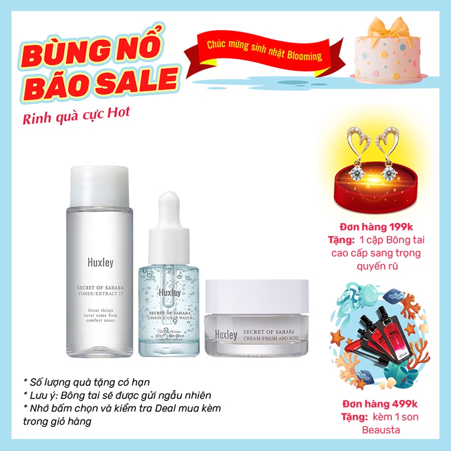 [HB Gift] Bộ Kit Dưỡng Ẩm, Tái Tạo Da, Phục Hồi Da Huxley Hydration Trio Set Cao Cấp Hàn Quốc 3 Item