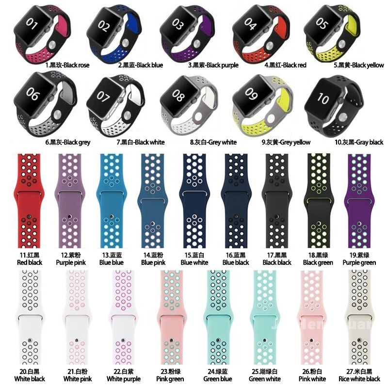 T500 T55 T5 F10 F20 F18 FT50 FT30 Dây đeo Iwatch Series 5 4 3 2 1 Dây đeo 38 40 42 44mm Dây đeo Nike Silicon cho Đồng hồ Apple Iphone