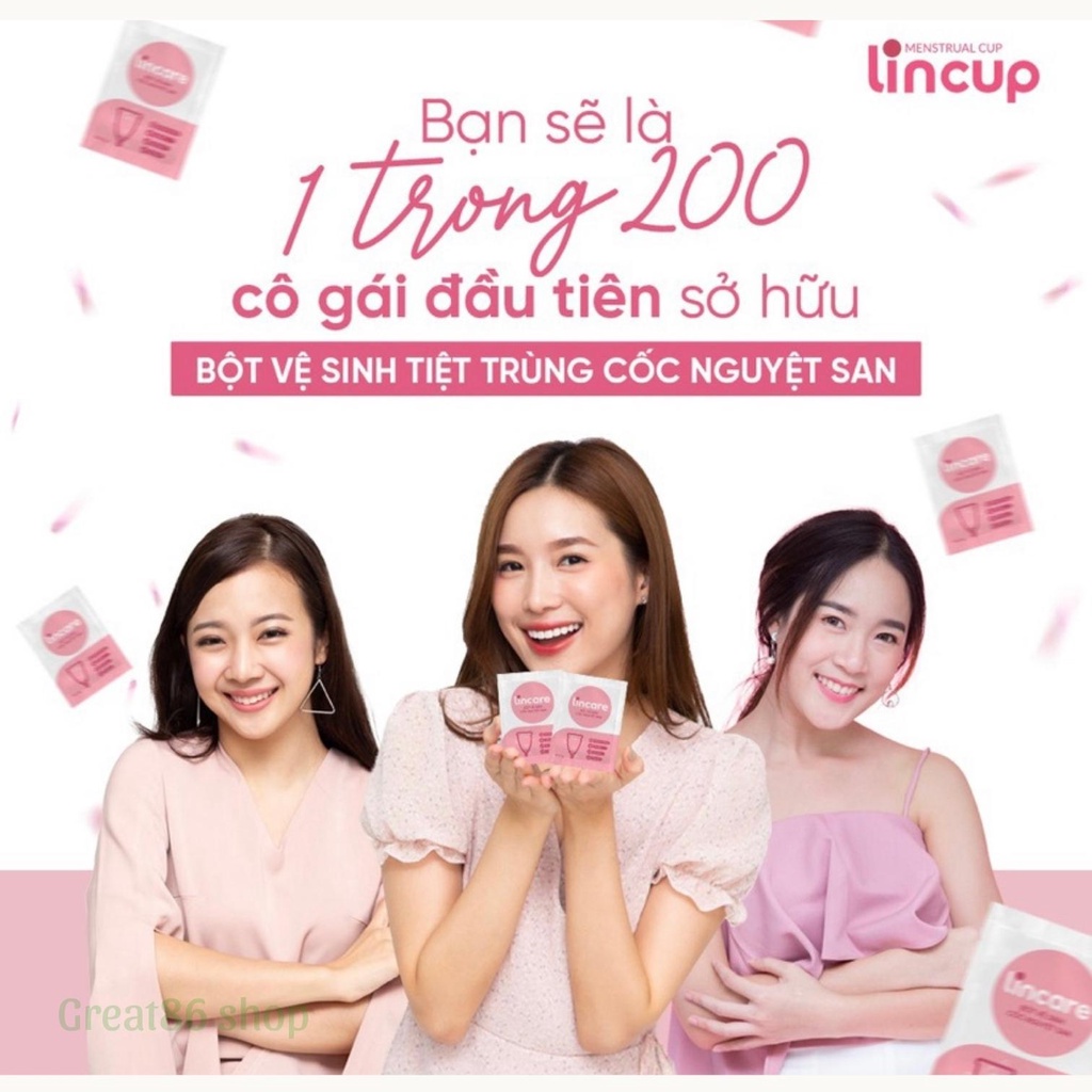 Bột vệ sinh Lincare great86 dung dịch vệ sinh cốc nguyệt san hộp 12 gói loại bỏ nấm mốc và vi khuẩn