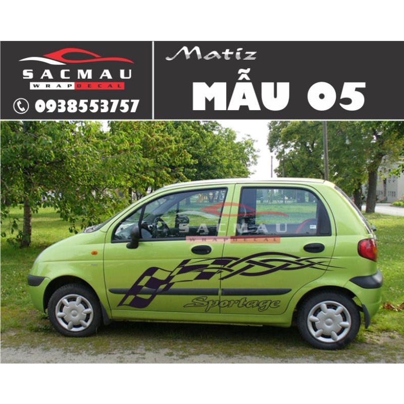 Tem dán xe Daewoo Matiz, tem dán xe ô tô thể thao