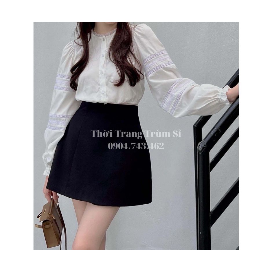 Chân váy chữ A thêu họa tiết Ong