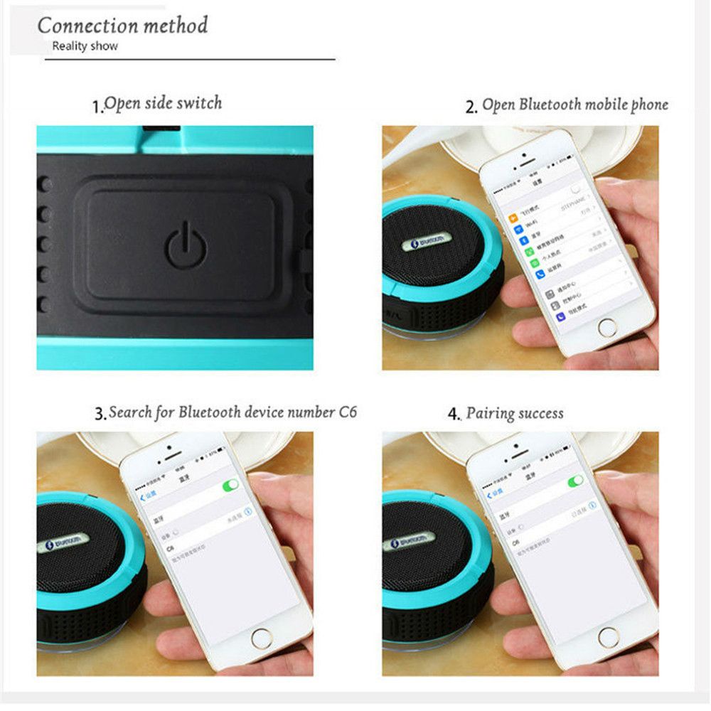 Loa bluetooth C6 chống thấm nước có nút hít chân không tiện dụng | WebRaoVat - webraovat.net.vn