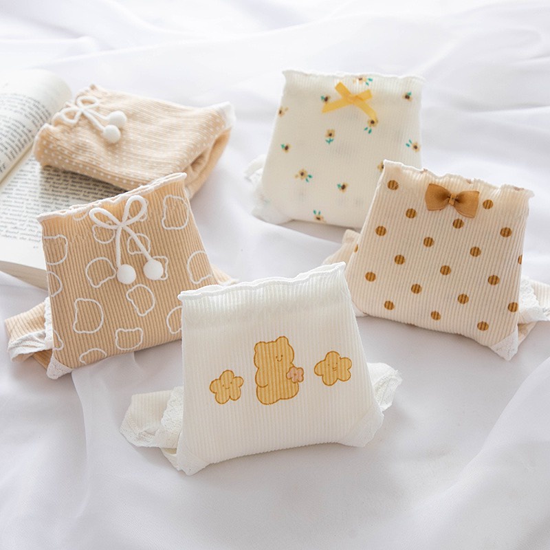 Quần Lót Cotton Nữ Tone Màu Trà Sữa Chấm Bi Siêu Xinh Siêu Hot MS2116