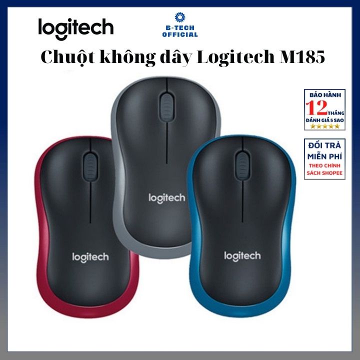 Chuột Không Dây Logitech M185 - Có Công Tắc On/Off - Tặng Kèm Pin - Bảo hành 12T