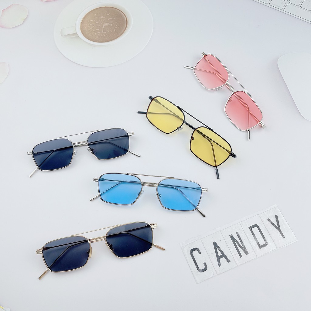 Gọng kính mát vuông kim loại nam nữ V7477 - Tiệm kính Candy