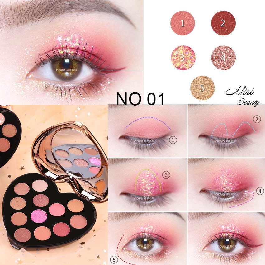 Bảng phấn mắt NOVO I Love Eye Shadow 12 màu hình trái tim | BigBuy360 - bigbuy360.vn