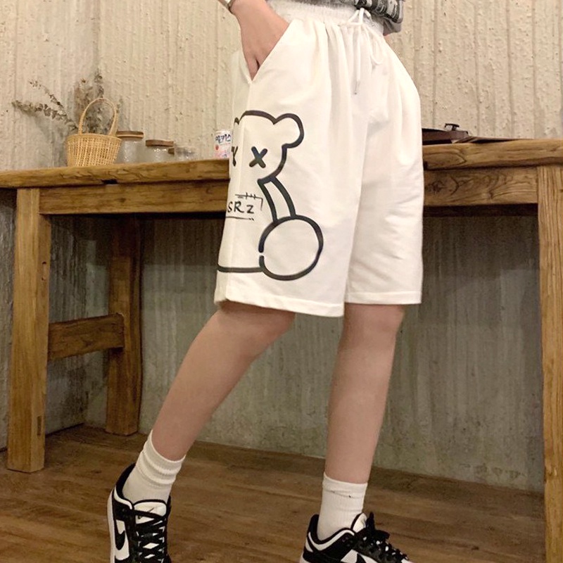 Quần đùi gấu nam nữ Unisex TVL1999, quần short ngắn in hình chất liệu cao cấp dày dặn mềm mại hai màu đen, trắng. Q4