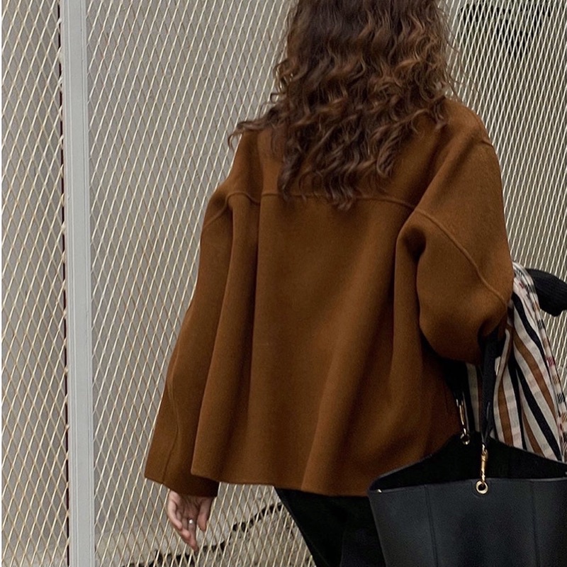 ODDA OUTFIT / Brown - Coffee Jacket Áo khoác vải dạ màu nâu phong cách Hàn mùa thu.
