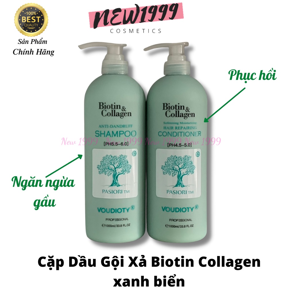 Cặp dầu gội xả Biotin Collagen 500ml 1000ml giảm rụng tóc phục hồi kích thích mọc tóc