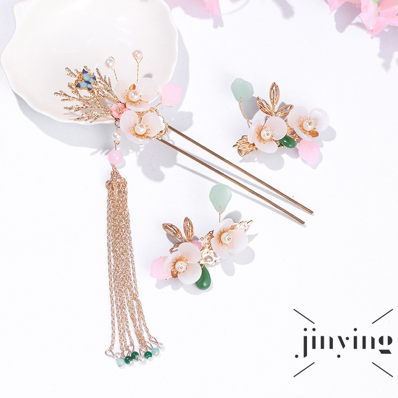 GETNOIVAS 1 Set Phụ Kiện Trang Trí Tóc Cho Cô Dâu Kiểu Trung Quốc