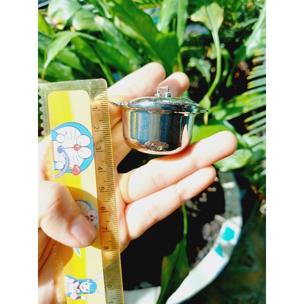 Nồi mini chất kim loại nấu được dành cho nấu ăn dollhouse