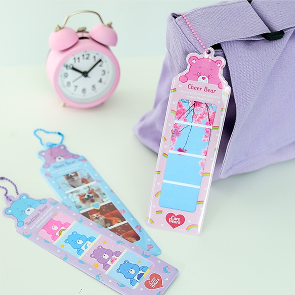 DAISO CARE Bear Collect Book Album sưu tập 4 lỗ 1 ngăn 3 lỗ kèm móc khóa mini hình gấu chăm sóc Hàn Quốc