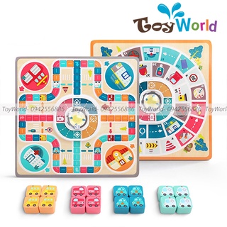 [ToyWorld] Bộ cờ cá ngựa - cờ đua xe (2 trong 1) phiên bản Ô TÔ bằng gỗ siêu xịn xò