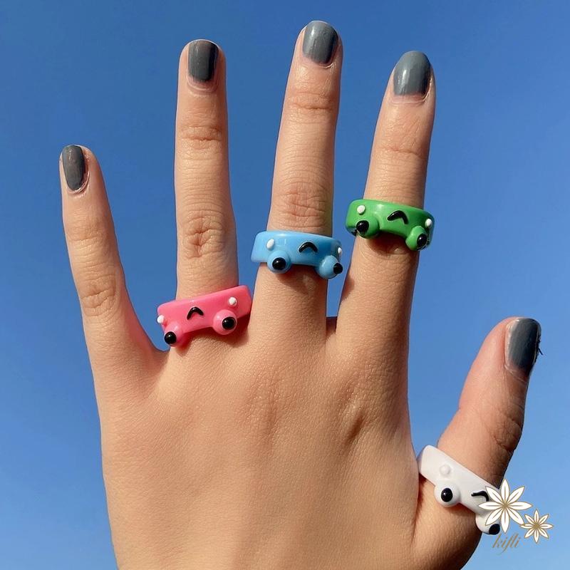 Nhẫn Đôi Hình Chú Ếch Hoạt Hình Bằng Nhựa Acrylic Dễ Thương （quà tặng ngày thiếu nhi）