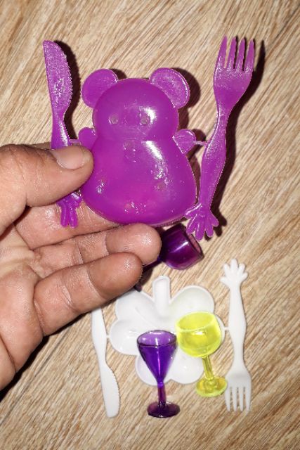 Sét 10 cái ly muỗng và dĩa mini bằng nhựa có nhiều màu