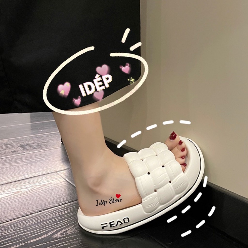 Dép bánh mì nữ Chao Fead gắn sticker Gấu Trà Sữa đế độn tăng chiều cao EVA siêu nhẹ DÉP DL252