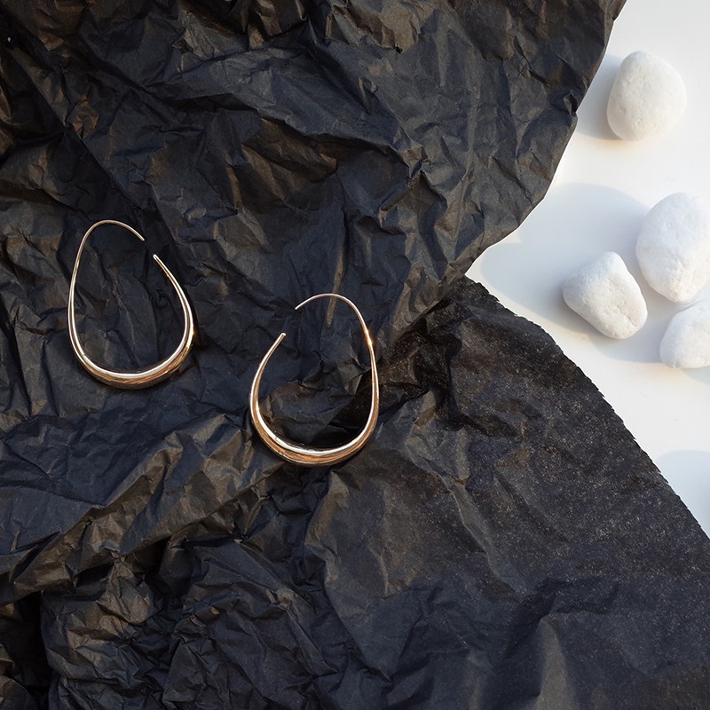 Khuyên Tai Kim Loại Hình Oval Đơn Giản A732