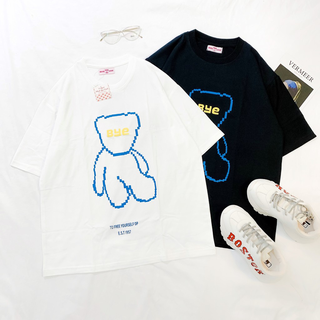Áo thun tay lỡ  GẤU BYE  phông Unisex nam nữ tee oversize form rộng pull Ulzzang Streetwear Hàn Quốc vải mềm