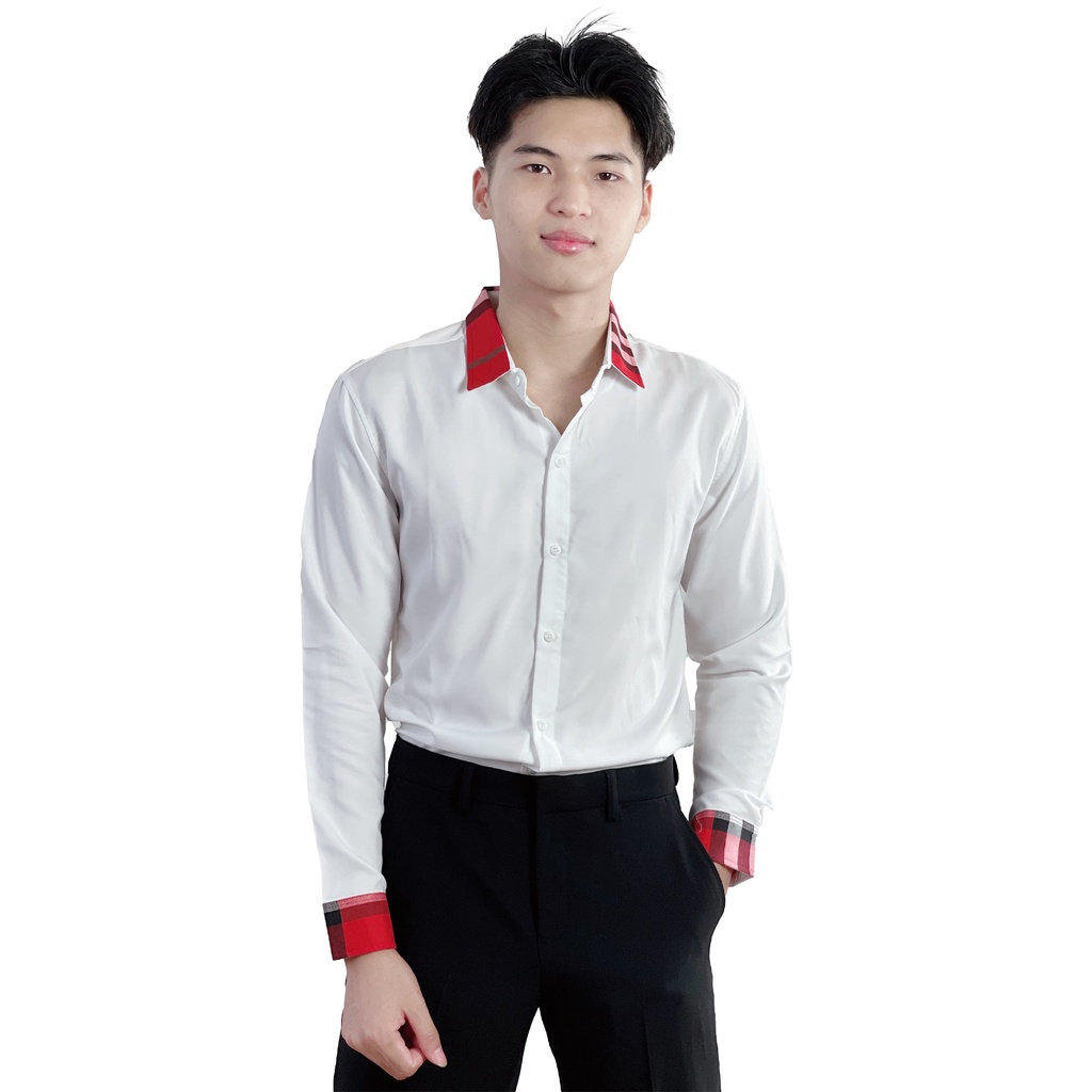 Áo sơ mi nam tay dài phối màu 4YOUNG SM203