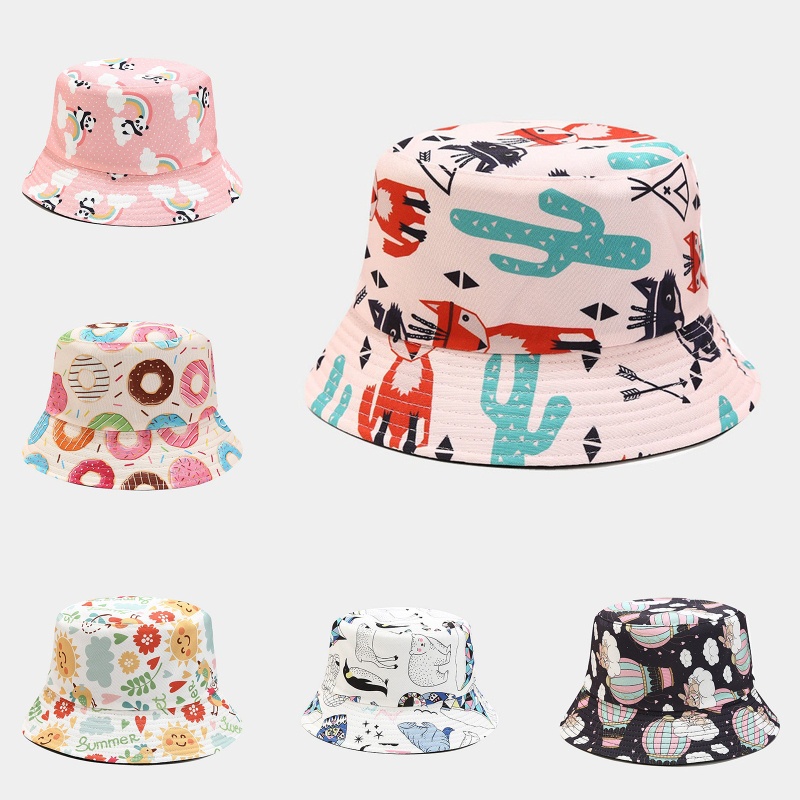 Mũ Tai Bèo Hai Mặt In Họa Tiết Hoạt Hình Bảo Vệ Chống Nắng Cho Cặp Đôi