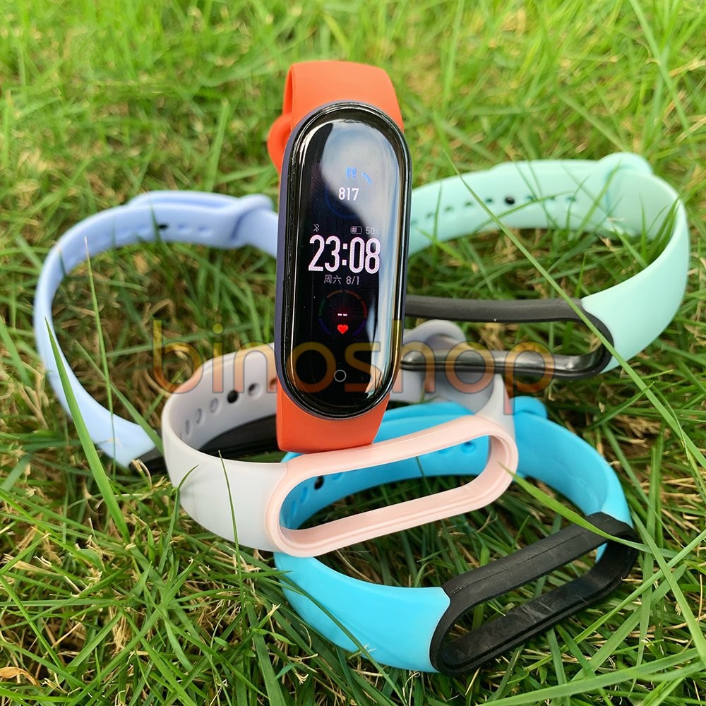 Dây đeo miband 5 cao su viền màu Mi band 5 MIJOBS, dây đeo thay thế mi band 5 silicon viền màu MIJOBS