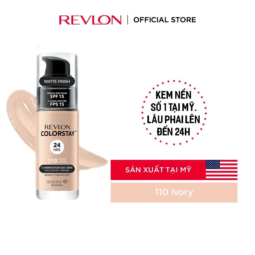 [Mã BMBAU50 giảm 50K đơn 150K] Kem nền kiềm dầu lâu trôi số 1 tại Mỹ Revlon Colorstay 24h SPF 15 30ml