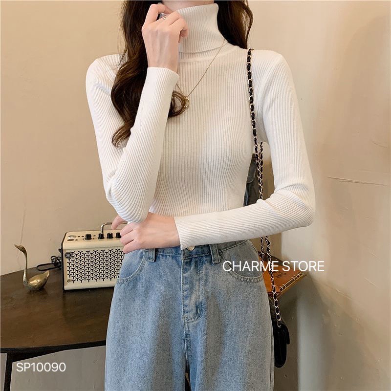 Áo len nữ trơn cổ lọ thiết kế Charme 0090 | BigBuy360 - bigbuy360.vn