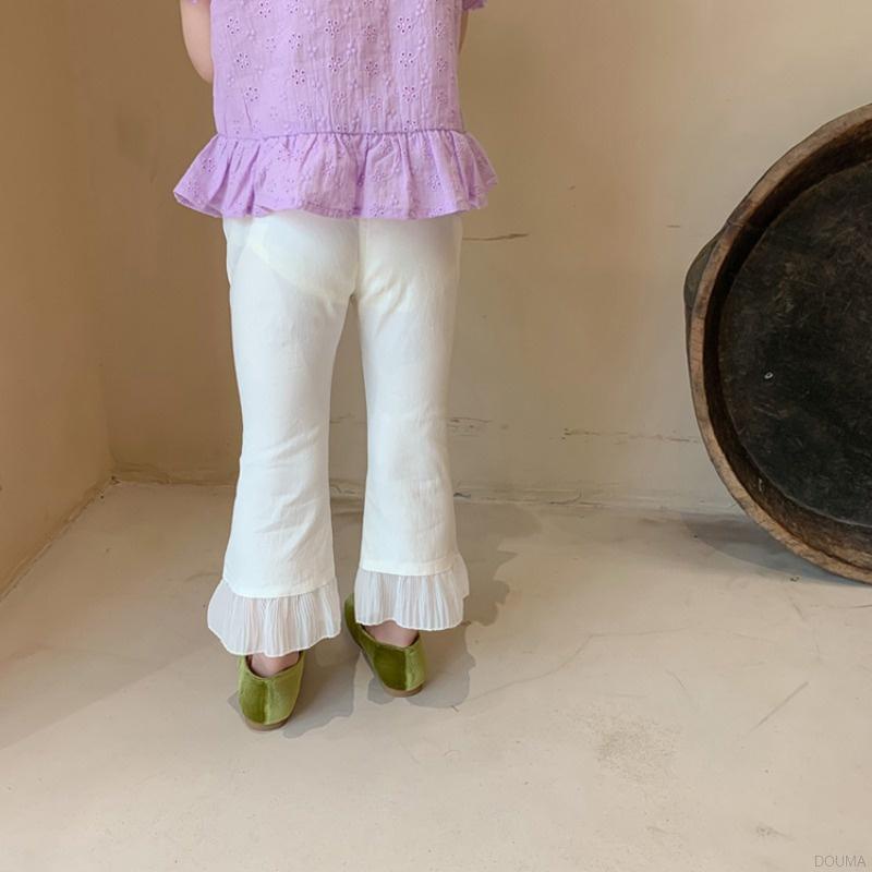 Quần dài Douma Hàn Quốc phối ren bèo nhún thời trang bé gái