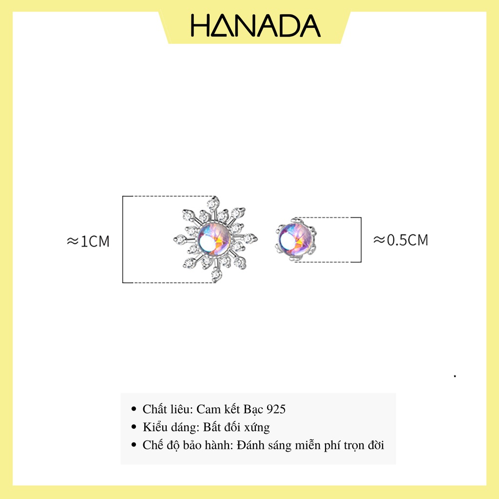 Bông Tai Bạc 925 Hanada Sao Đá Bất Đối Xứng 0376 E13