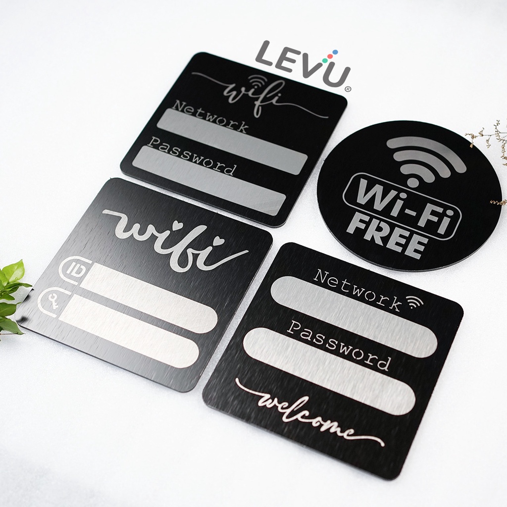 Bảng ghi password wifi bằng nhôm alu đen xước decor cao cấp