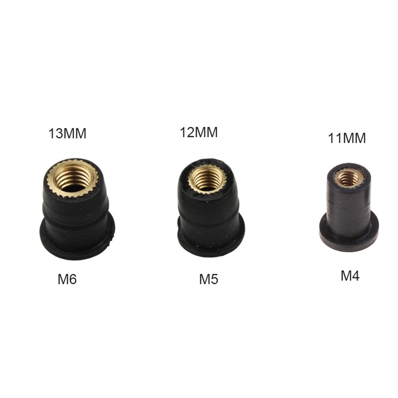 Set 10 Đai Ốc Cao Su M4 / M5 / M6 Cố Định Điểm Mù Dành Cho Xe Mô Tô