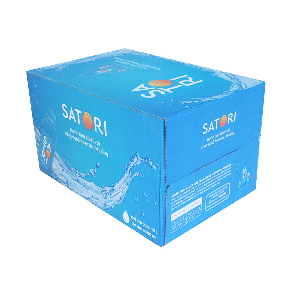 Thùng 24 chai nước tinh khiết Satori 500ml