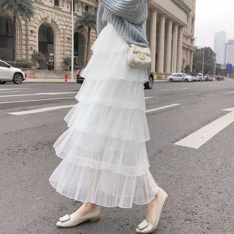 Chân váy dài 6 tầng dáng dài Quảng Châu - đầm nữ dáng dài