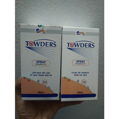 Xịt Towders Spray 100ml chai xịt cho da bị ghẻ và ký sinh trùng
