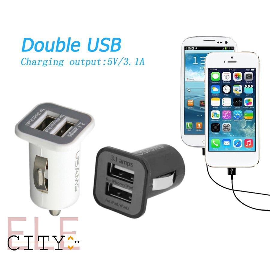 111ele} USAMS Universal 12V 3.1A Dual USB Port Car Charger for Mobile Phone Tablet PC