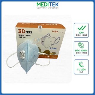 Khẩu trang N95 có van Tulips màu xanh, Trẻ em, hộp/20 chiếc