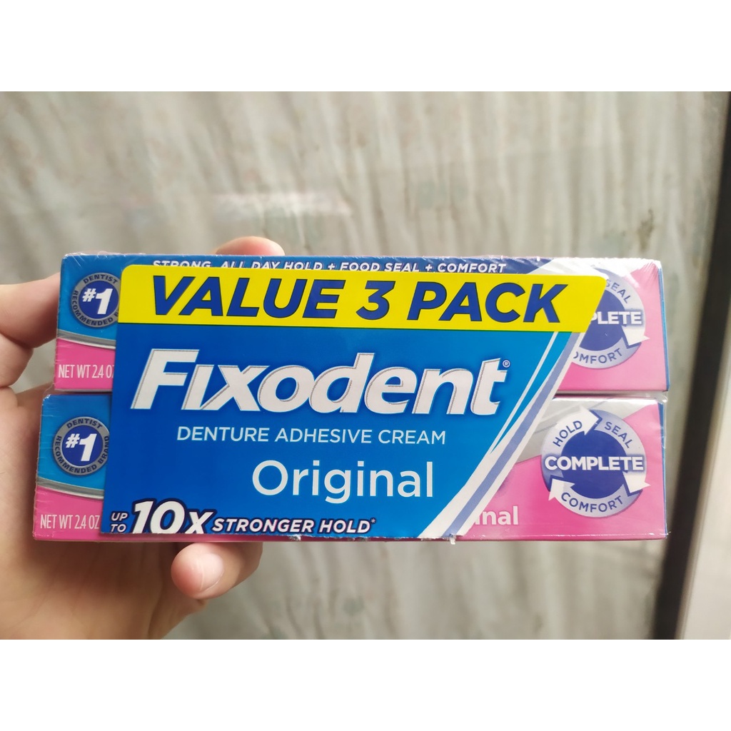 Keo dán hàm răng giả Fixodent 62g bền, sản xuất tại Made in USA.