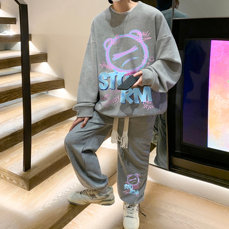 Ifnicefuture set Áo hoodie Dài Tay Và Quần Ống Rộng Thời Trang Xu Hướng Mới Cho Nam