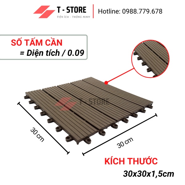 Vỉ nhựa trải sàn sân thượng, ban công, các vị trí ngoài trời, chịu nước, chống trơn trượt.
