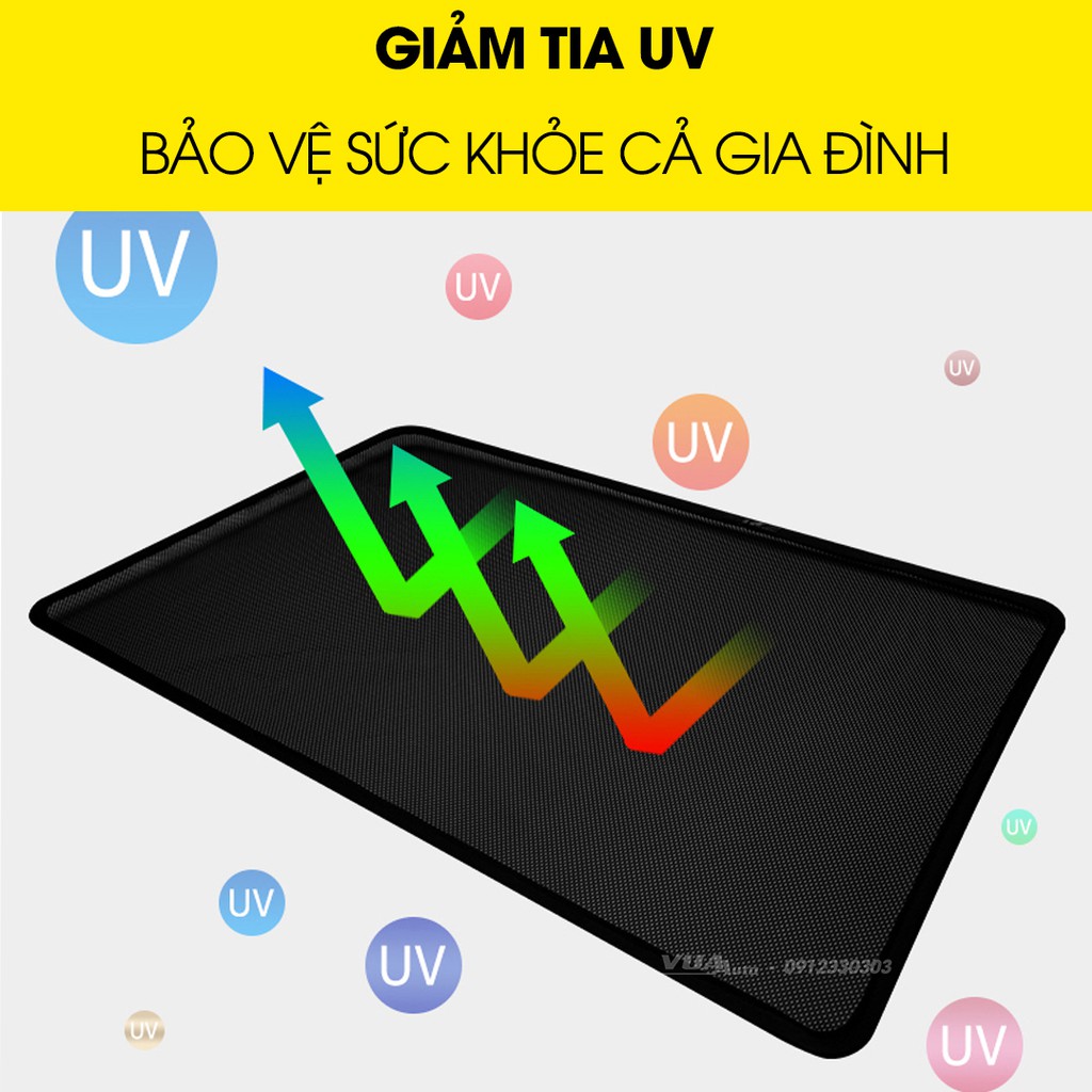 Rèm che nắng cửa kính ô tô nam châm VuaAuto bộ 4 miếng, hút nam châm tiện lợi, chắn nắng chống chói cách nhiệt hiệu quả