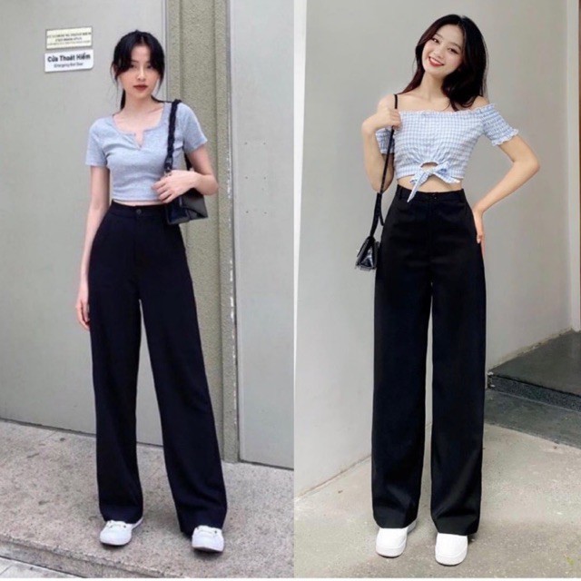 Quần ống rộng culottes 100cm Ulzzang Phong cách hàn quốc