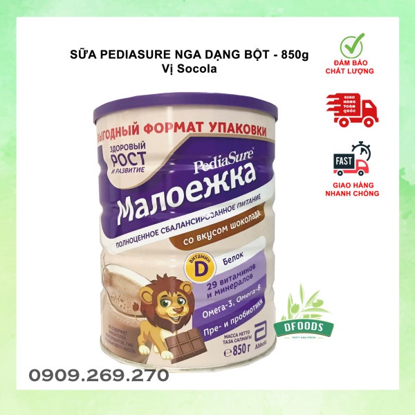 [Mẫu Mới, Trọng Lượng Lớn, Giá Tiết Kiệm] Sữa Pediasure Nga Cao Năng Lượng Tăng Cân Chiều Cao Vị Socola Vani, Dâu, 850g