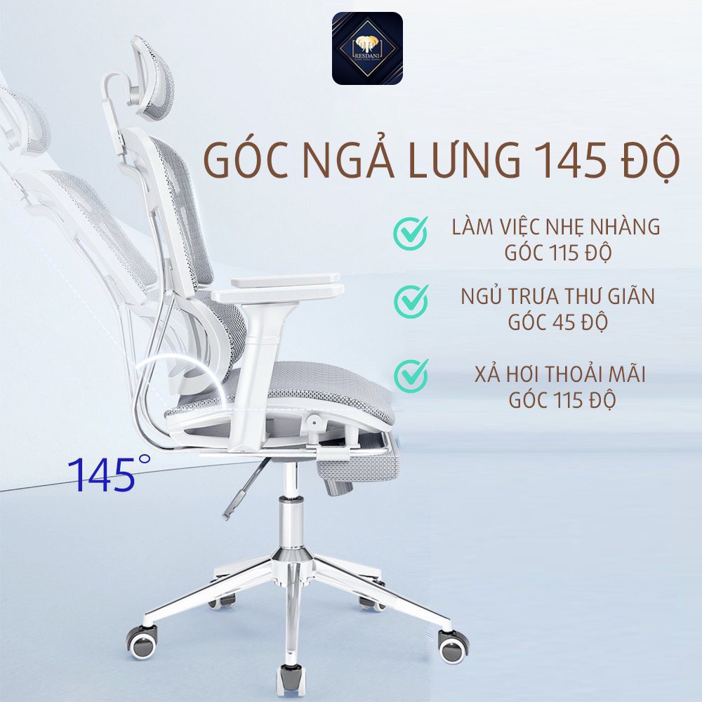 [Mã BMBAU300 giảm 10% đơn 499K] Ghế Văn Phòng Công Thái Học Bảo Vệ Cột Sống Resdani CTH-311