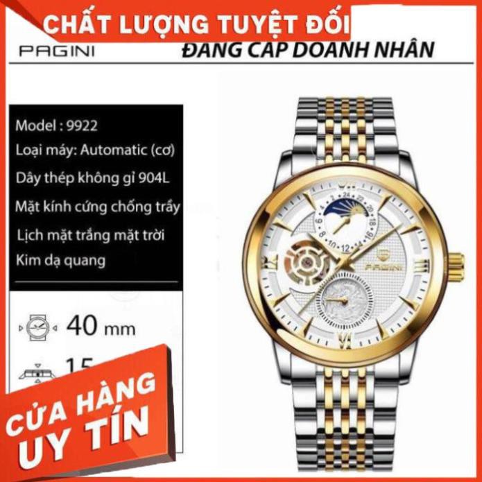 [Chính Hãng 100%] Đồng Hồ Nam PAGINI Automatic PA9922 Dây -  Đồng Hồ Cơ  Thép không gỉ - Bảo hành 2 năm