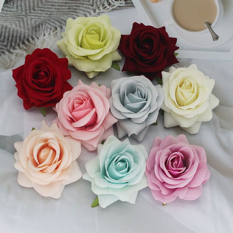 (11cm) Đầu bông hồng xoăn mâm xôi, cánh rộng