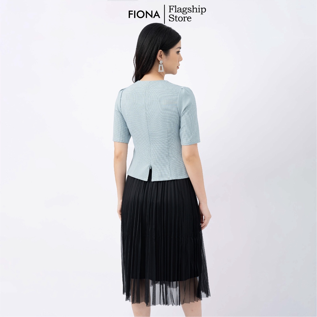 Áo sơ mi nữ dáng chiết eo, ngực cách điệu nơ bong FIONA F551290